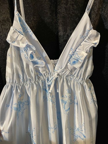 Vintage NWT Ballet New York 2 Pc Robe M Gown Aqua Floral Flowing Ruffles Classy - Picture 13 of 24