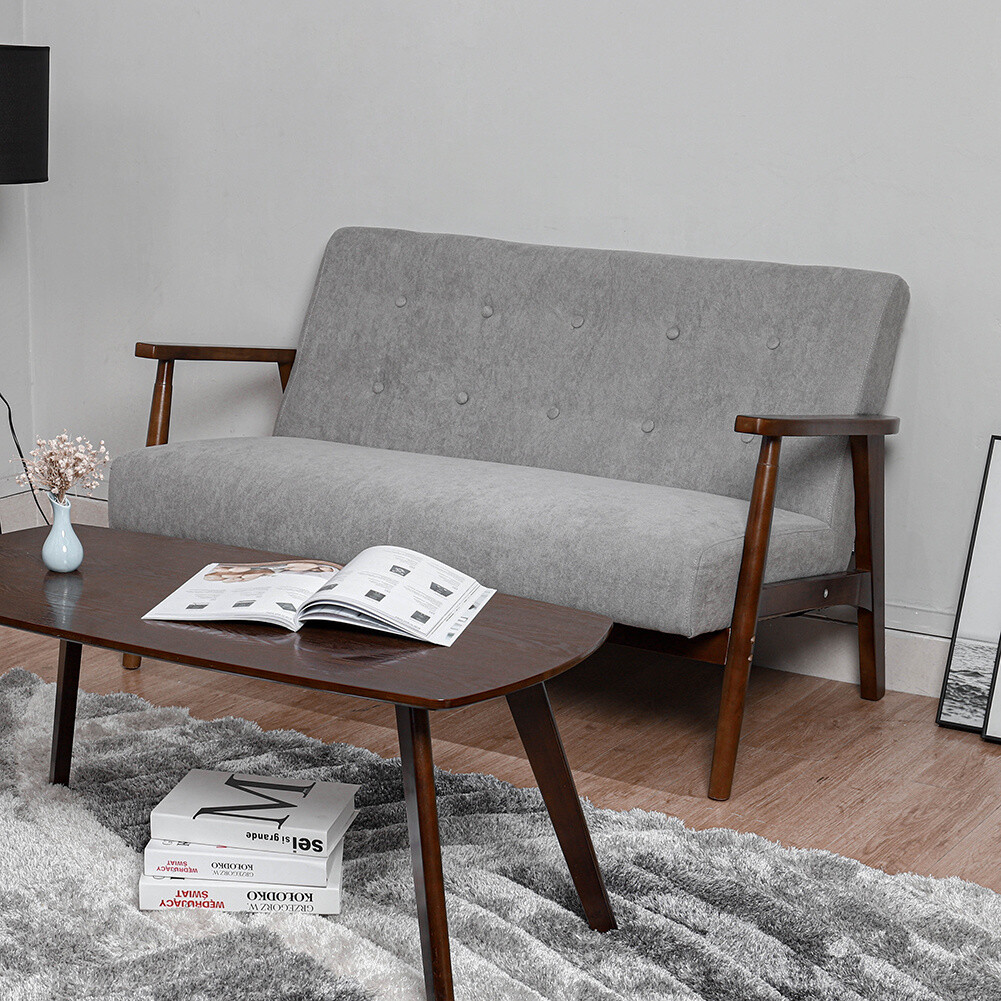 Wooden frame cheap 2 seater sofa