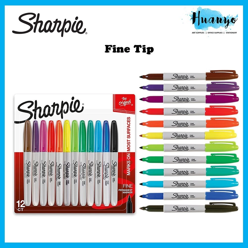 SHARPIE FINE COLOUR PERMANENT MARKER PEN SET OF 12