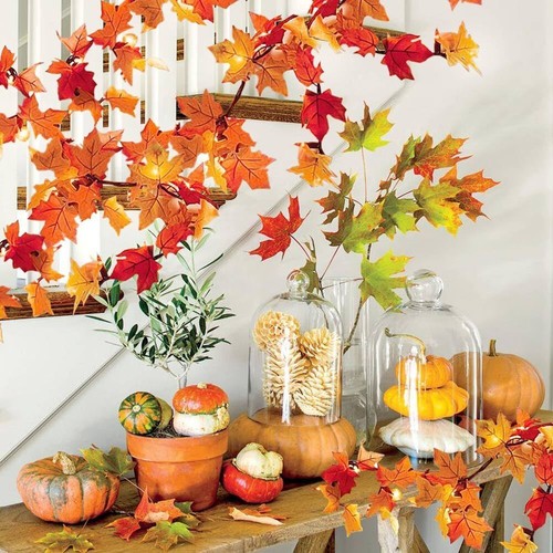 9.8FT 30 LED Lighted Maple Leaves String Lights Fall Thanksgiving Decorations - Picture 10 of 13