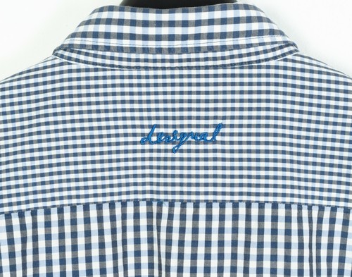 Desigual Shirt Size L Regular Fit Check T Blue Long Sleeve - Picture 5 of 6