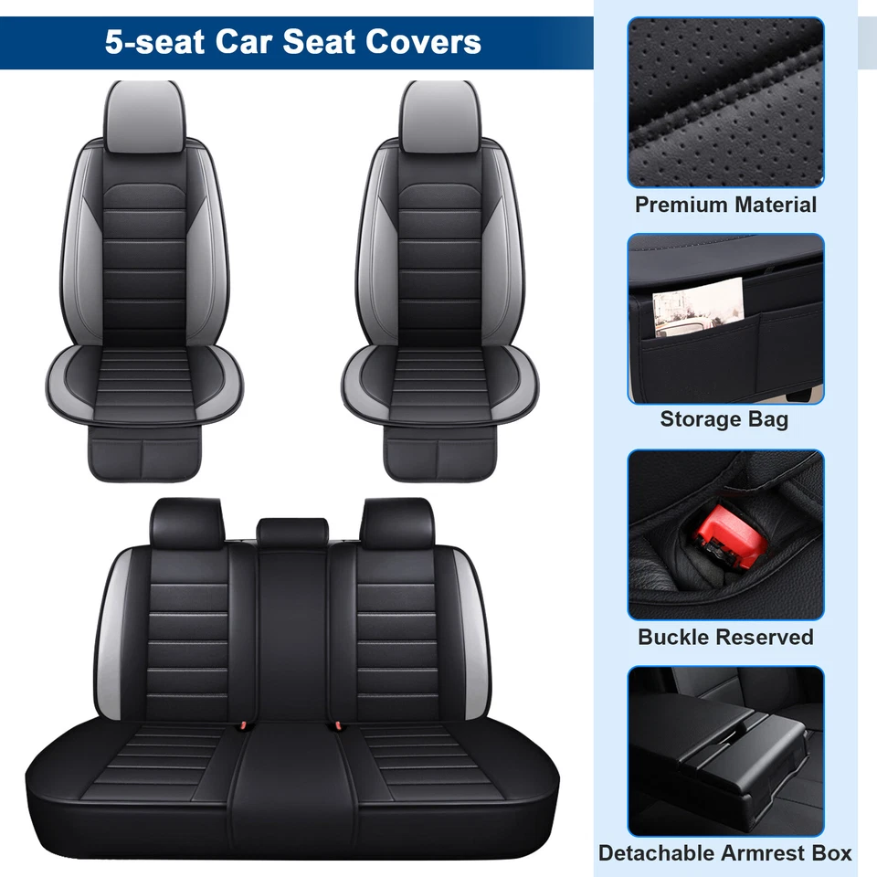 Car Seat Cover For Volkswagen Jetta GTI PU Leather Auto Seat Protector 2/5 Seats Foto 3 de 4