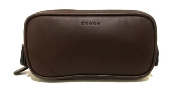 NEW Coach Vintage Choco Brown Leather Dual Zip Multi Case Travel Pouch Bag RARE!