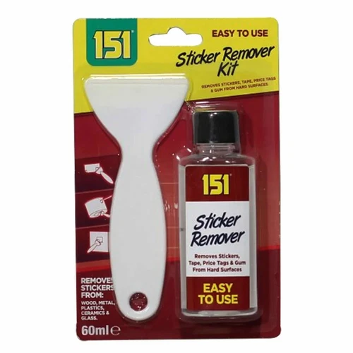 STICKER REMOVER KIT WITH SCRAPER REMOVES STICKY STUFF AND GOO IS GONE 60ml NEW