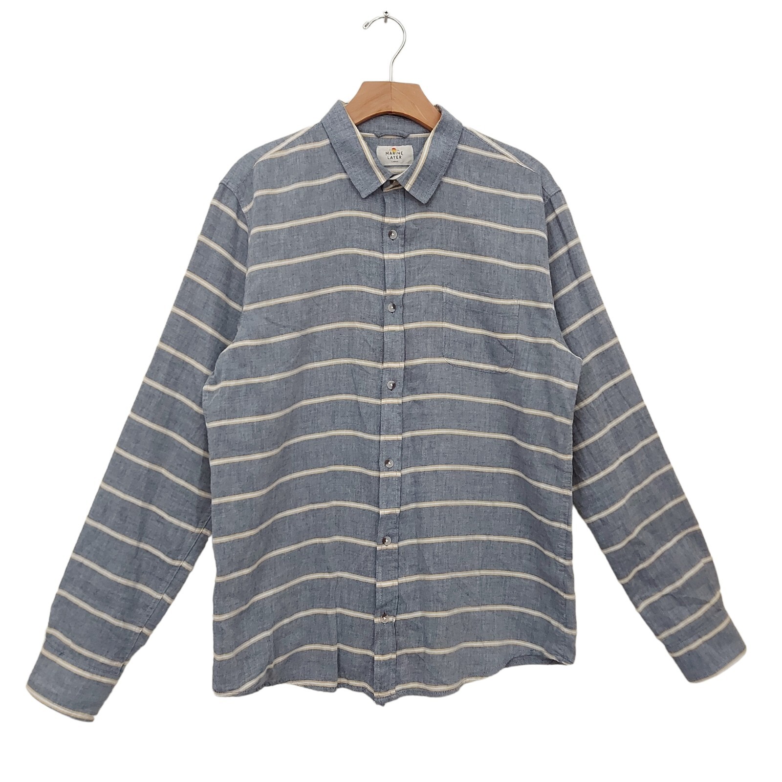 Marine Layer Mens Flannel Cotton Shirt Large Button Up Striped