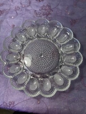  Vintage Indiana Glass Deviled Egg Plate Hobnail Thousand Eyes