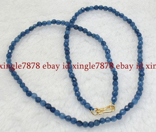 "Lotes de 4 mm Collar Cuentas Gemas Redondas Azul Aguamarina Facetado 16-28" - Imagen 9 de 12