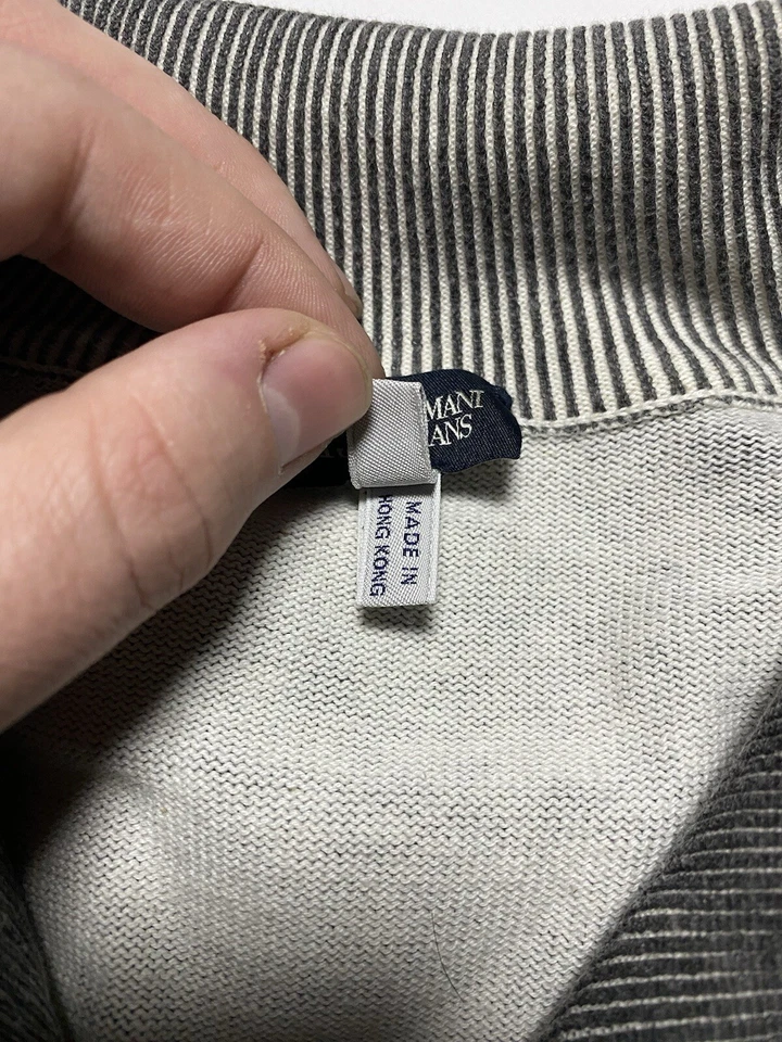 Vintage Armani Jeans Distressed faded full zip A J sweatshirt Rare S Size Man - Image 4 of 4