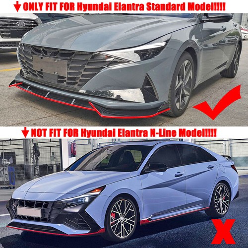 FITS 21-23 HYUNDAI ELANTRA GLOSSY BLACK PERFORMANCE STYLE 3 PCS FRONT BUMPER LIP - Bild 2 von 7