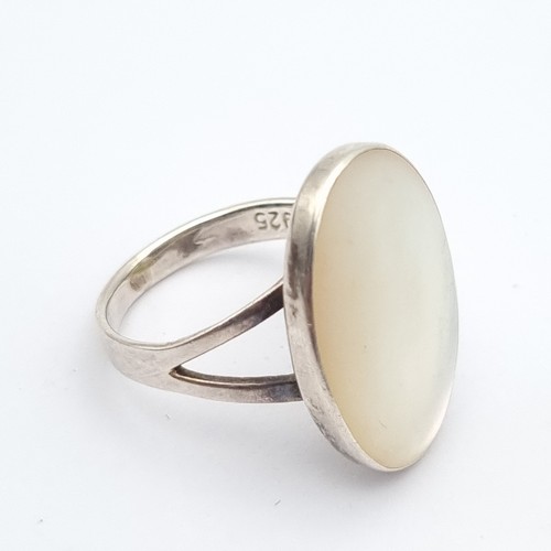 Anillo Madreperla Plata Esterlina Vintage Talla L - M Vintage Ovalado Buen Tamaño - Imagen 5 de 8