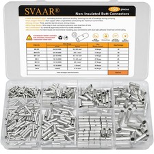 SVAAR 150 PCS 26-8 AWG Non-Insulated Butt Connectors Crimp Repair Butt Splice...
