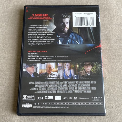 Cut Bank (DVD 2015) Mystery Thriller Liam Hemsworth Teresa Palmer John Malkovich - Imagen 2 de 8