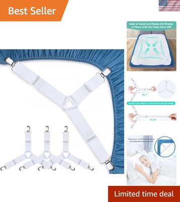 Fitted Sheet Clips - 4 Piece Set for All Sizes, Say Goodbye to Messy Sheets!