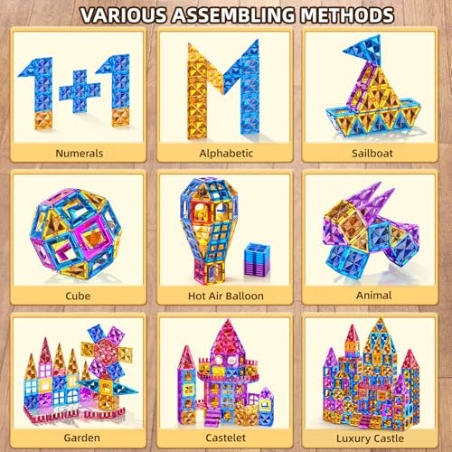 Magnet Building Tiles for Kids Ages 3-5 4-8, 102 Pieces Educational Magnet - Picture 6 of 8