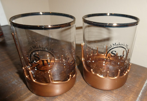 Makers Mark Bourbon Gold Wax Seal Rocks/ Old Fashioned Set Of 2 + shot glass!! - Picture 3 of 10