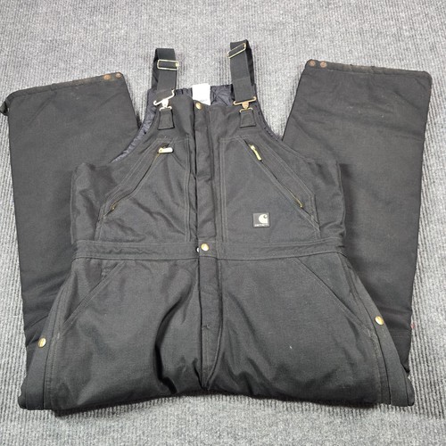 Carhartt Extremes Arctic Bib Overalls Mens 36x30 R33 Black Double Knee Quilted - Picture 1 of 18