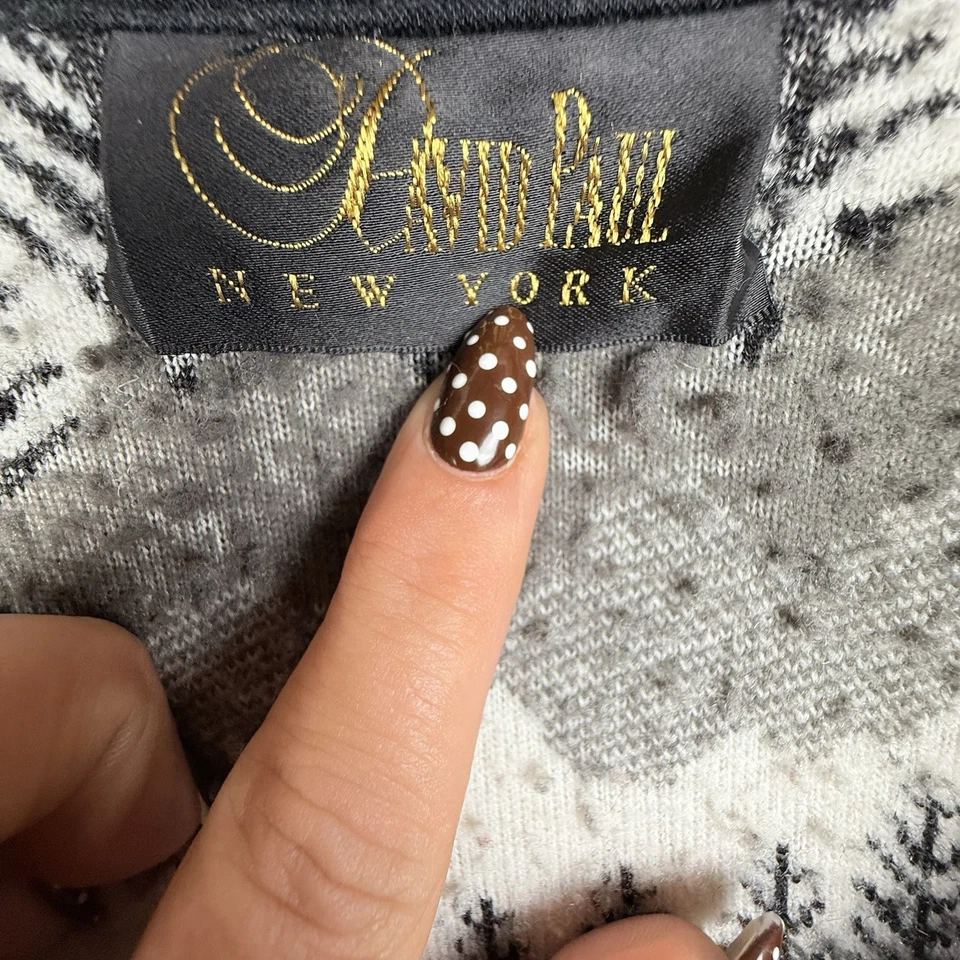 Chaqueta para mujer David Paul New York talla grande blanca y negra polar y terciopelo de colección” Foto 3 de 4