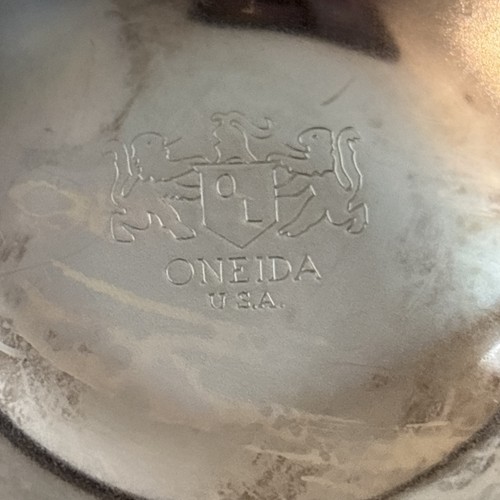 Vintage Oneida Du Maurier Medium versilbert Kompott Sockel aufwendig floral - Bild 6 von 6