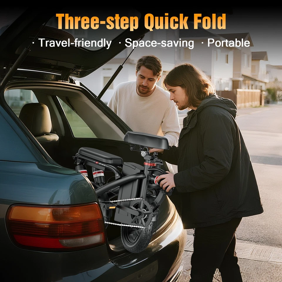 Foldable Electric Bike Peak 1000W 45Miles 25MPH E Bikes UL 2849 Certified Adult - Image 4 of 4