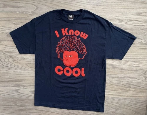 Carlito Apple I Know Cool WWE Wrestling Blue T-Shirt 2000s vintage concert t-shirt, vintage, size XL, single stitch, B+ condition