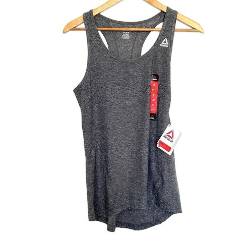 Reebok Women’s Tank Top Small Black Heather Racerback Athletic Workout Shirt NWT