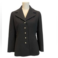 1950s Christian Dior Espresso Classic Black Women's Button-Front Blazer Jacket