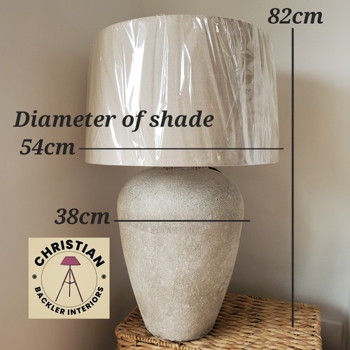 Extra Large Table Lamp with Beige Shade Rustic Stone Effect Base Athena 82 cm - Picture 5 of 12