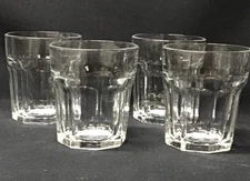 Libbey Duratuff TM 8 Paneled Clear Glass 12oz Duratuff USA set of 4 On The Rocks