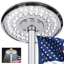 Flagpole Light Solar Powered, Auro 4 Silver Flag Pole Light 48 Large LED for 15