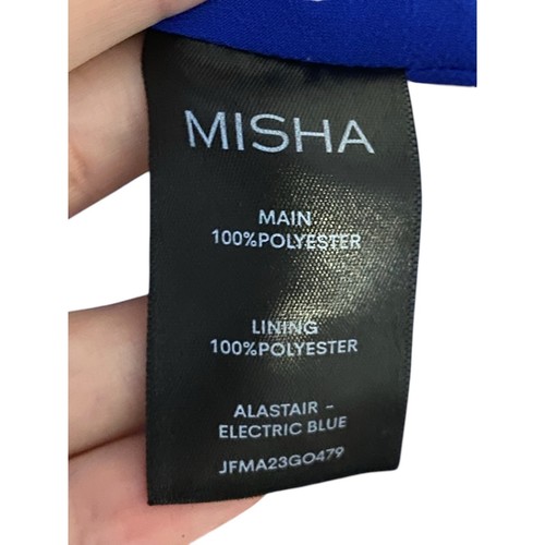Maxi Vestido MISHA Alastair Satinado Un Hombro Eléctrico Azul Gala Formal Talla 2 - Imagen 10 de 10