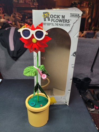 Takara Rock'n Flowers fiore danzante animato con occhiali sassofono funziona 1988