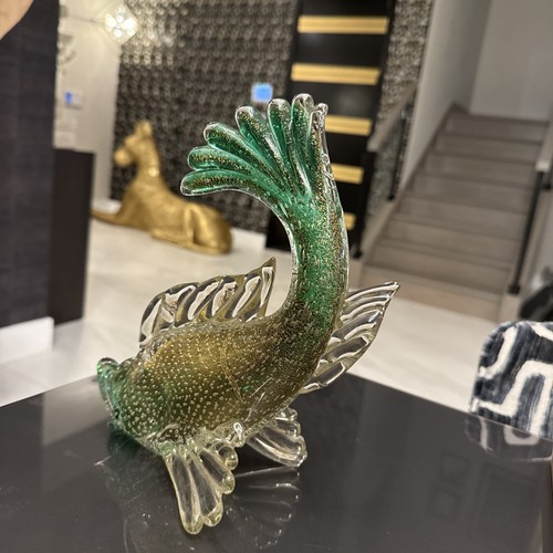 Murano Glass Fish Poli Seguso Billucante Gold Green 1938 Vintage Excellent 23CM - Picture 4 of 10