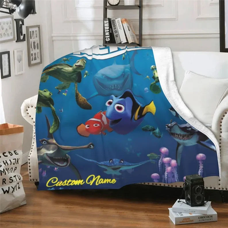 Personalized Finding Nemo Blanket, Custom Name Disney Nemo Cute Fleece Blanket