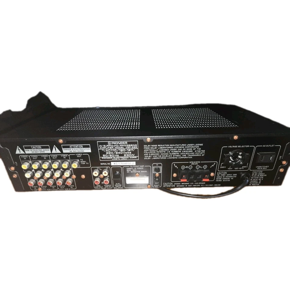 Amplificador/artículo de procesamiento envolvente PIONEER VSP-333 AV no probado Foto 4 de 4