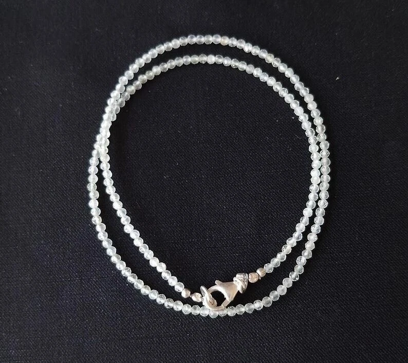 Collane perline pietre preziose rotonde sfaccettate cristallo di rocca A++... - Immagine 3 di 4