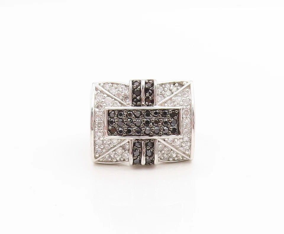 Anillo de plata esterlina 925 vintage espinela y circonita cúbica racimo cruz banda talla 9 RG33940 Foto 2 de 4