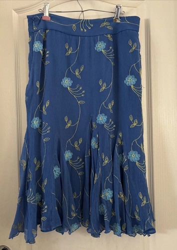Vintage Y2K Fairy Cottagecore Rock 100 % Seide bestickt Blumen Rüschen Gr. 10 mit Top - Bild 5 von 14