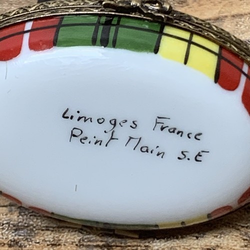 Limoges Francia - Caja de baratijas de recuerdo - Perro Terrier escocés - Firmado S.E. - Imagen 10 de 15
