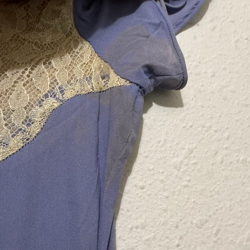 Antikes 30er Jahre Schlupfkleid Seide und Spitze lila creme Gr. XS Druckknöpfe Handarbeit - Bild 9 von 14