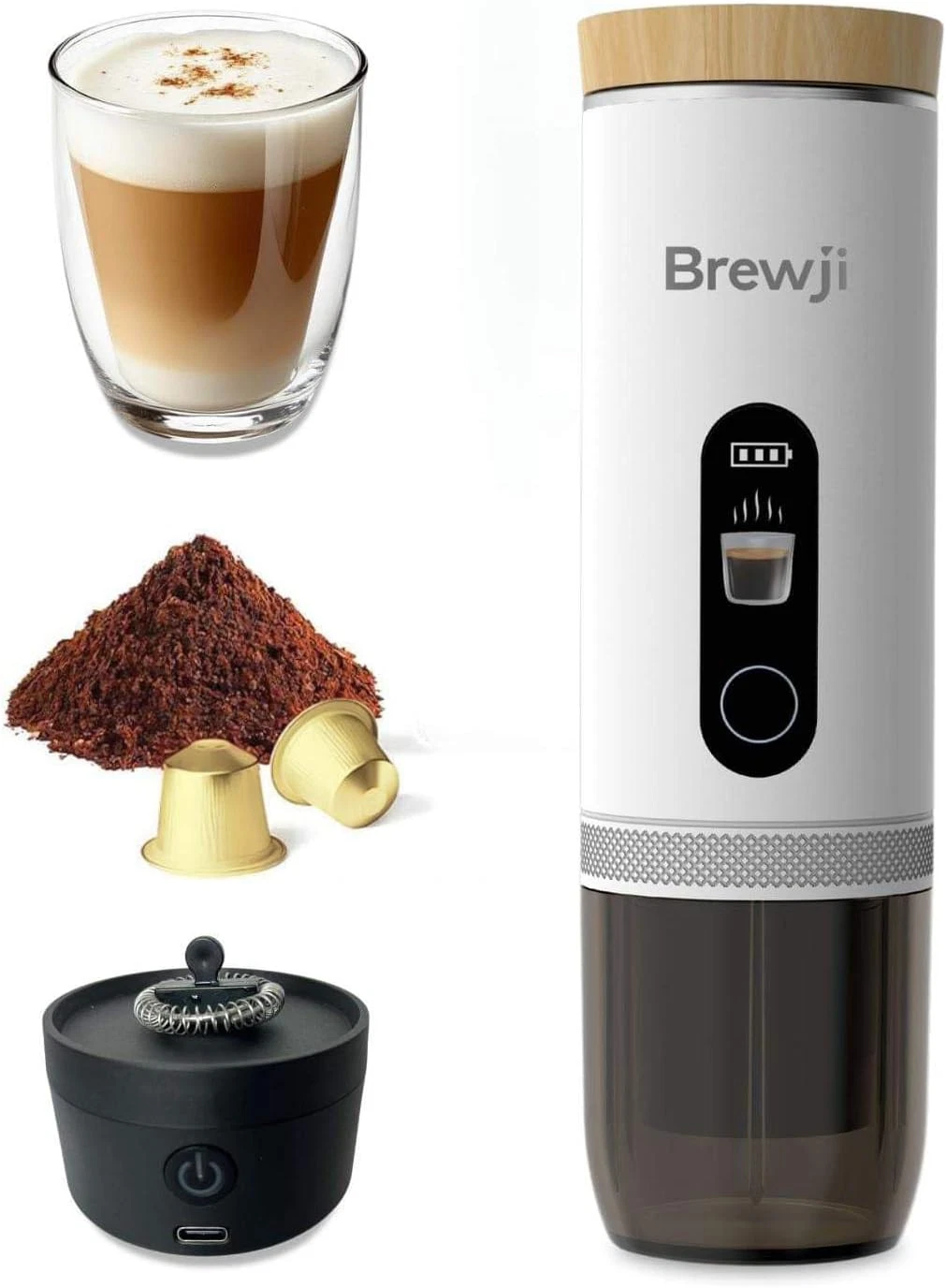 Self-Heating Portable Espresso Machine with Milk Frother for Coffee Lovers