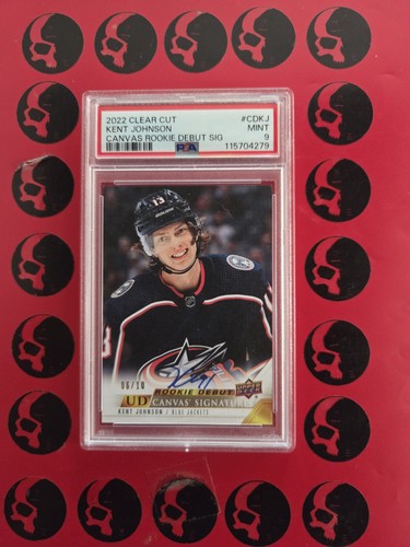 2022-23 Kent Johnson Clear Cut /10 UD Canvas Rookie Debut Signatures CD-KJ Auto