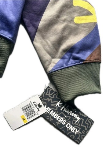 K. Haring Hoodie Men DJ Dog Collab Spell Out Members Only Camo Pullover Medium - Picture 5 of 5