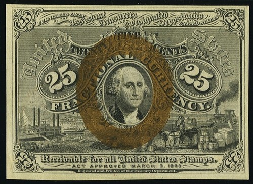 FR 1284 - 25c SECOND ISSUE - SURCHARGE "18-63" - PCGS BN 63 PPQ CU - CIVIL WAR - Picture 3 of 4