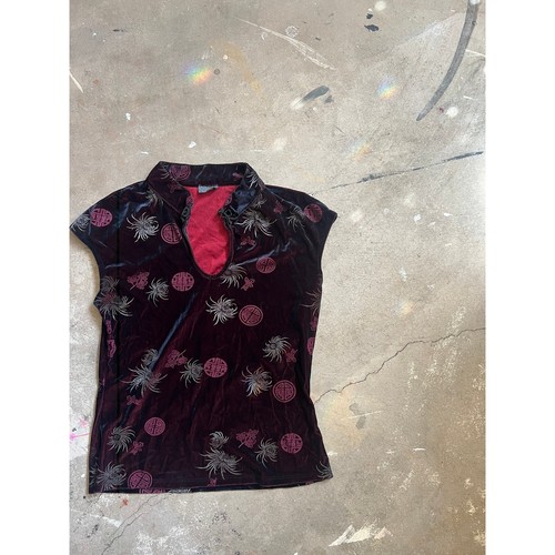Vintage 90s top, Velour, small 1990s fashion - Picture 2 of 5