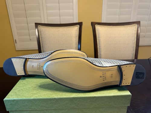 New Authentic Gucci Jordaan Sequin Horsebit Logo Loafers Shoes UK 10.5 / US 11 - Picture 19 of 20