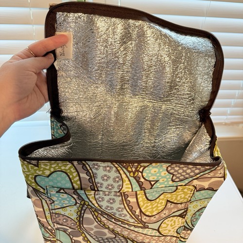 Thirty-One Large Green Paisley Picnic Lunch Bag Cooler Insulated Shoulder Strap - Picture 3 of 9