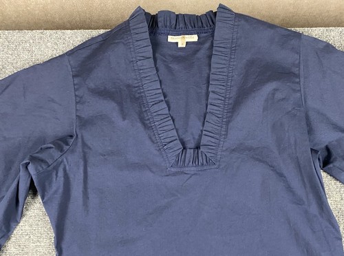 Abito donna Fitzroy Willa Soleil blu navy medio svasato manica volant midi - Foto 3 di 9