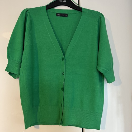 M & S Short Sleeved Cardigan Emerald Green Size 16