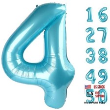 Balloons 40 Inch Big Foil Number Balloons Giant Balloon Number 4 Light Blue