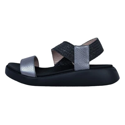 Wonders Damen Sandalen Flach Silber Echtleder C-6553 Komfort 3 cm - Bild 1 von 4